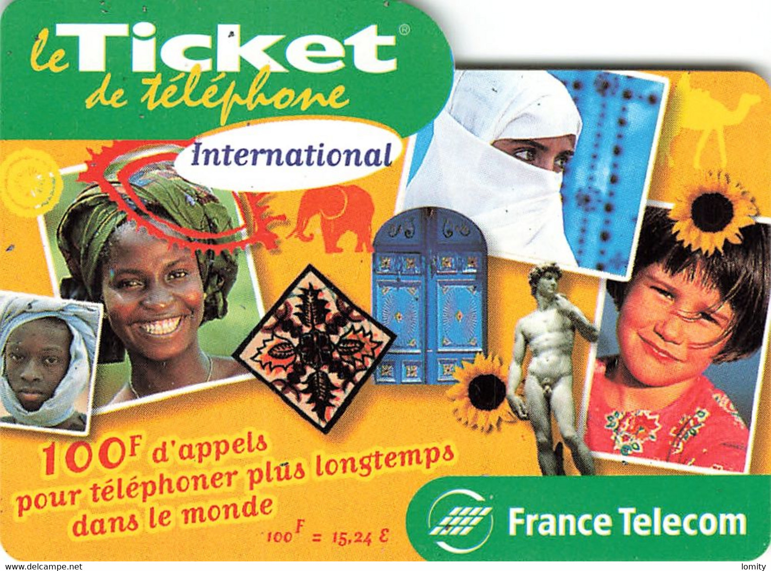 Carte Prépayée France Telecom Ticket De Téléphone International 100 Francs Carte Téléphonique 30/06/2001 - Biglietti FT