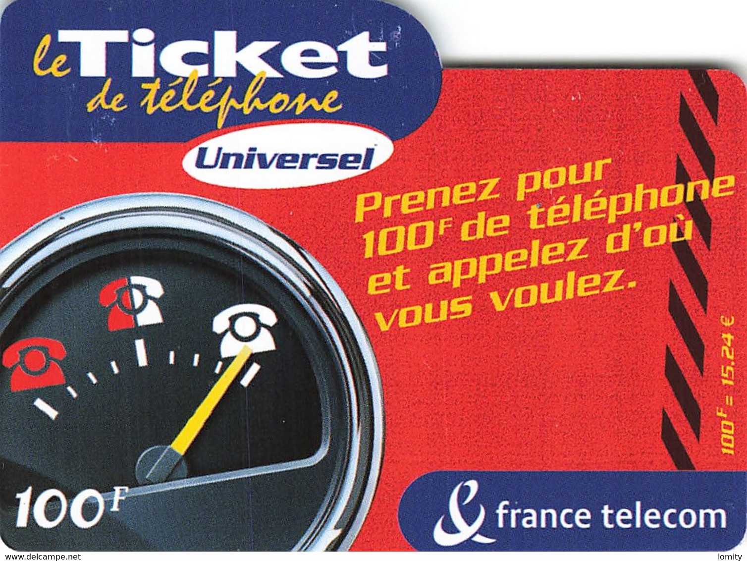 Carte Prépayée France Telecom Ticket De Téléphone Universel 100 Francs Carte Téléphonique 31/01/2003 - FT