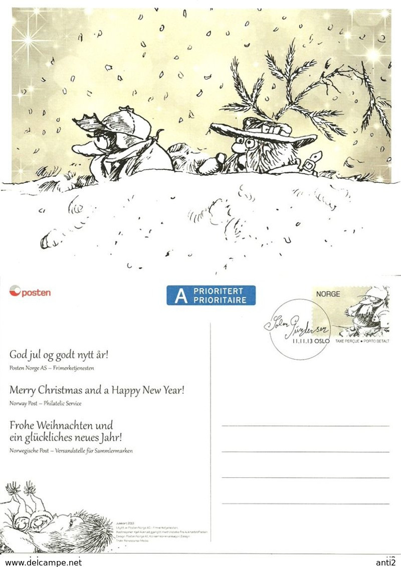 Norway 2013 Card For Christmas, Ludvig And Solan Gundersen From Aukrust Story, Cancelled - Brieven En Documenten