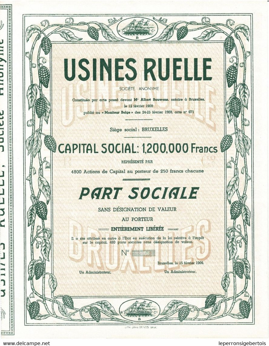 Titre Ancien - Usines Ruelle - Société Anonyme - Titre De 1909 -  Blanco - Industrie