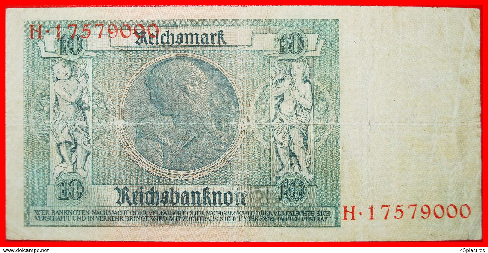 * REICHSBANKNOTE: GERMANY ★ 10 MARK 1929! N 17579000 LOW START ★ NO RESERVE! - 10 Mark