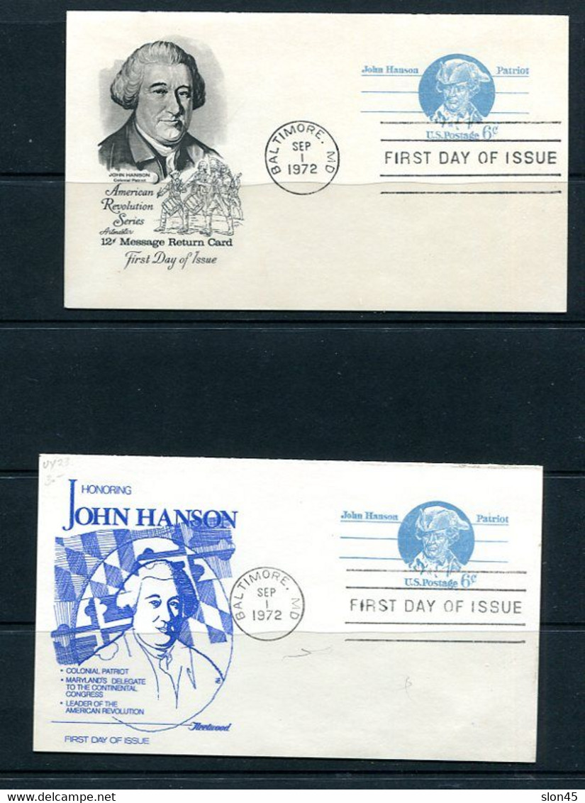 USA 1972  2 PS Cards With Reply Cards John Hanson Patriot 11513 - 1961-80