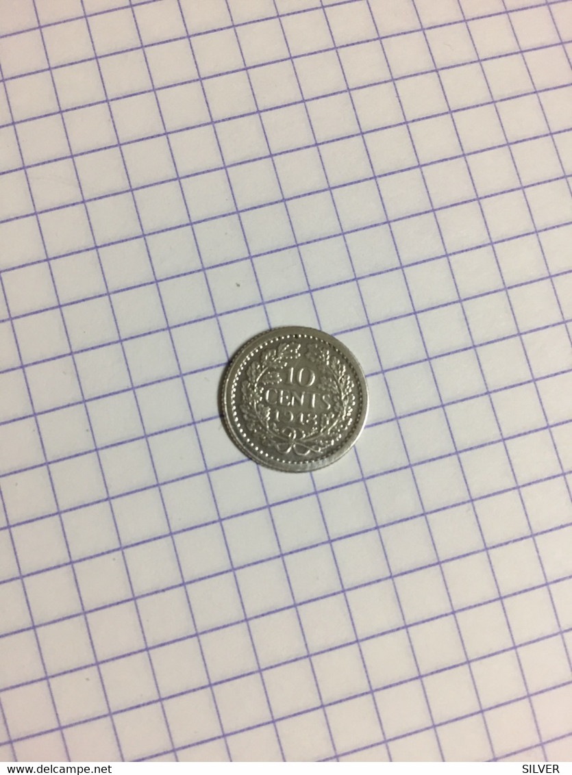 Pays Bas 10 Cents 1918 Rare Etat - Zilveren En Gouden Munten