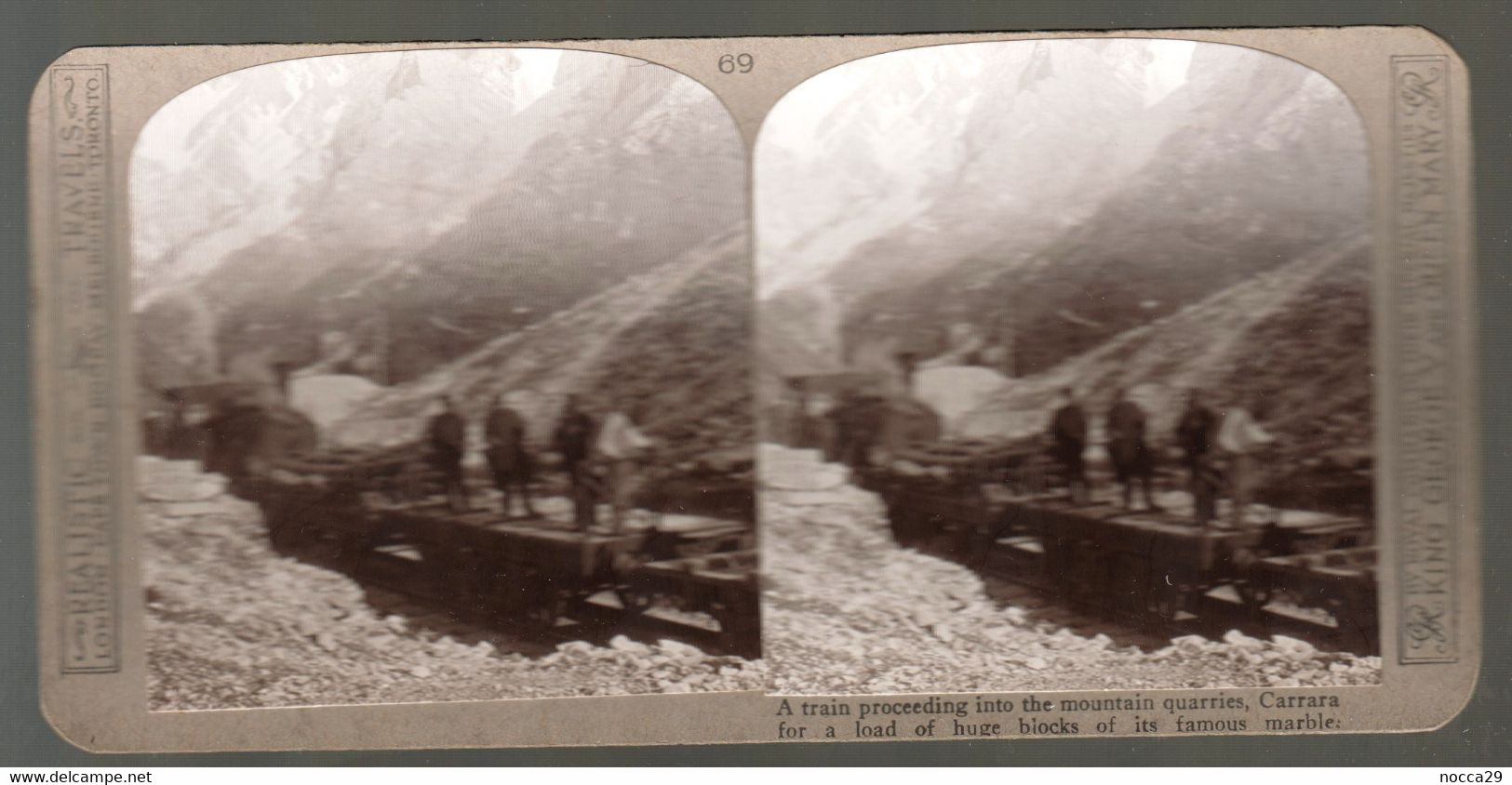 INIZI 900 - FOTO STEREOSCOPICA - STEREOVIEW - PHOTO STEREO - CARRARA - TRENO TRASPORTA IL MARMO - REALISTIC TRAVELS (9) - Stereoscopic