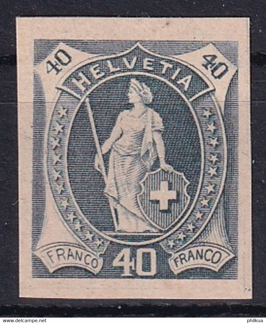 Stehende Helvetia Probedruck Blau - Unused Stamps