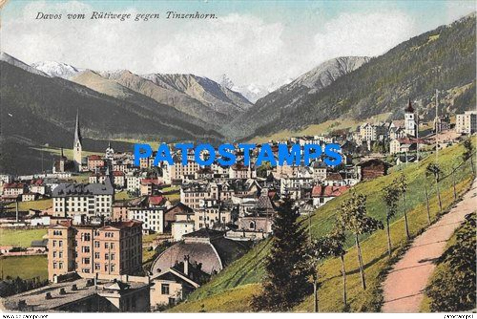 170780 SWITZERLAND DAVOS VOM RÜTIWEGE AGAINST TINZENHORN POSTAL POSTCARD - Rüti