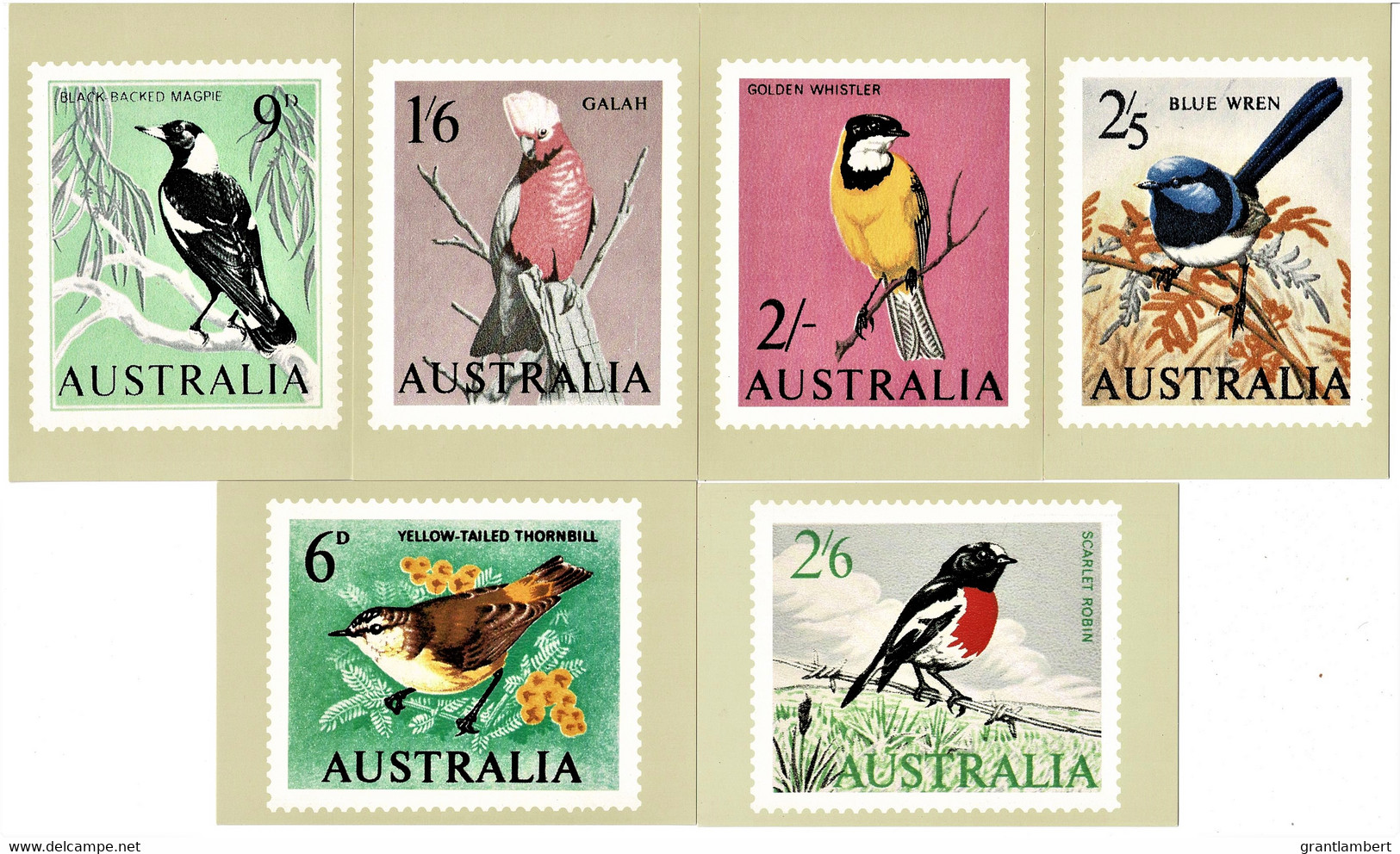 Australia 1964, 1965 Birds Set Of 6 Mint Postcards By Stamp Factory - Other & Unclassified