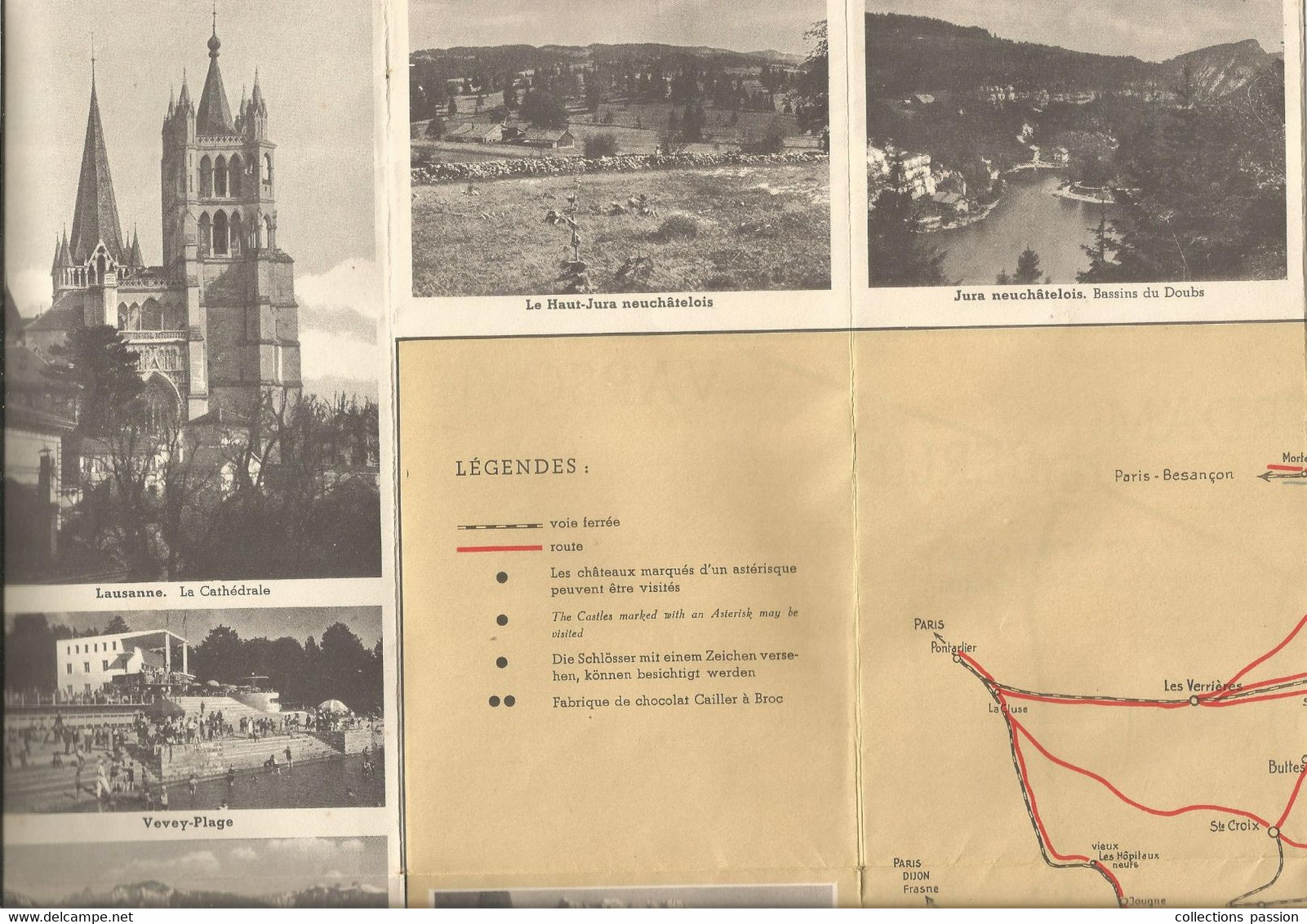 Carte Des CHATEAUX DE LA SUISSE ROMANDE , 1936 ,publicité , 48 Pages , 6 Scans,  Frais Fr 3.35 E - Other & Unclassified