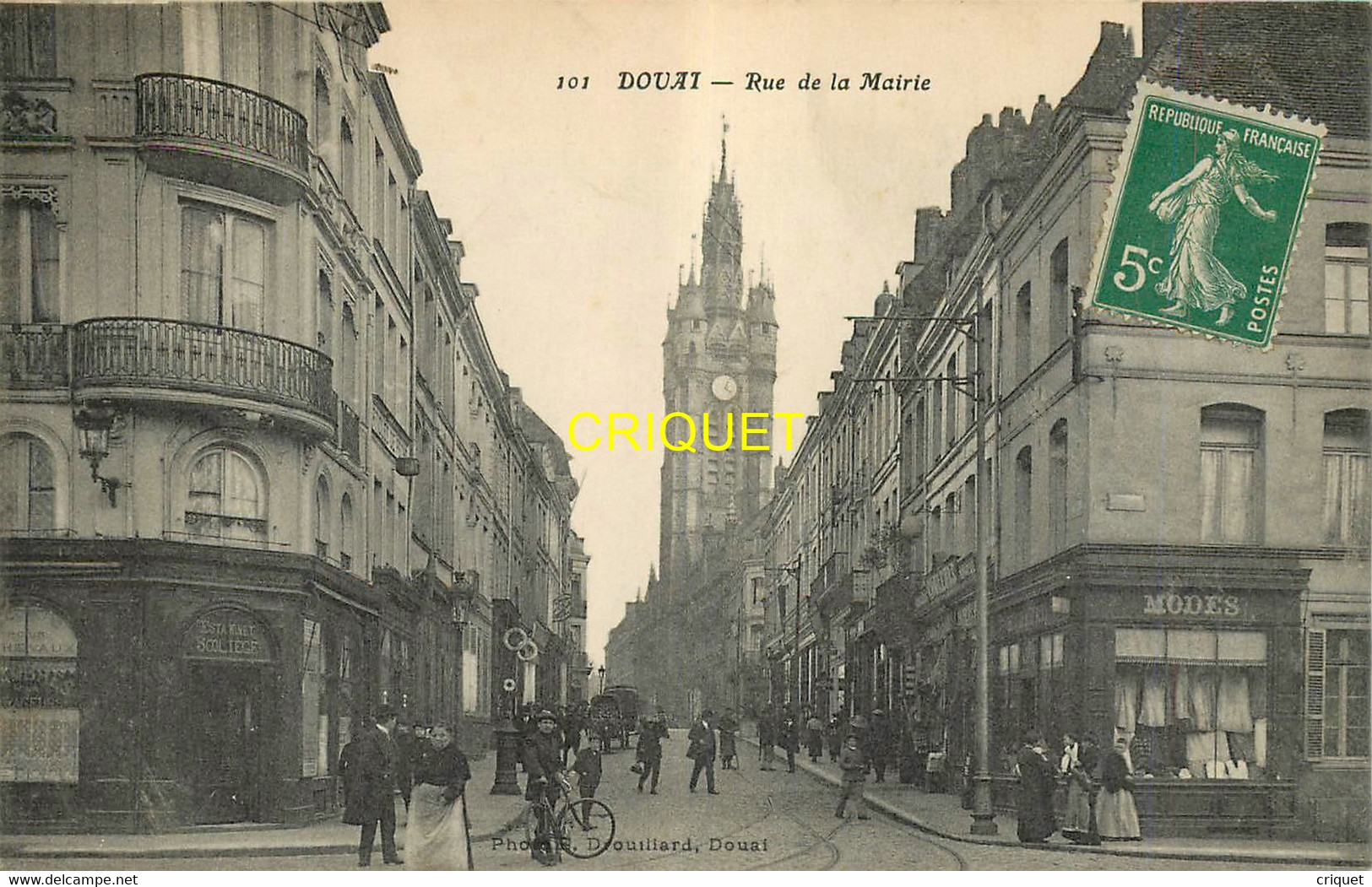 59 Douai, Rue De La Mairie, Animée, Magasin De Modes..., Affranchie 1913, éd Drouillard 101 - Douai
