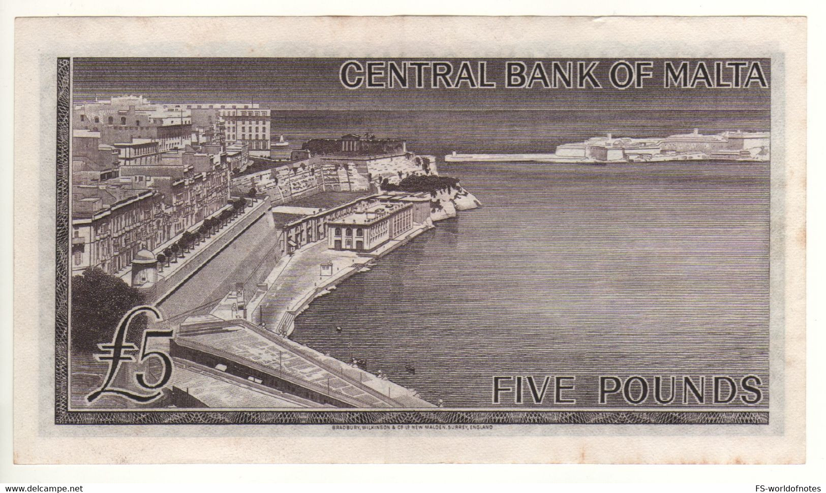 MALTA  5 Pounds  P30   ( L. 1967 - 1968 )  Queen Elizabeth II + Harbour La Valetta - Malta