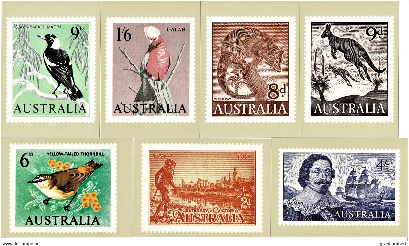 Australia 1934 -1965 Selection Of 7 Mint Postcards By Stamp Factory - Autres & Non Classés