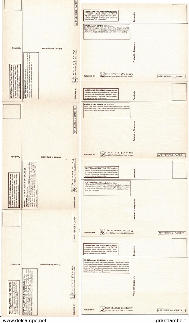 Australia 1934 -1965 Selection Of 7 Mint Postcards By Stamp Factory - Altri & Non Classificati