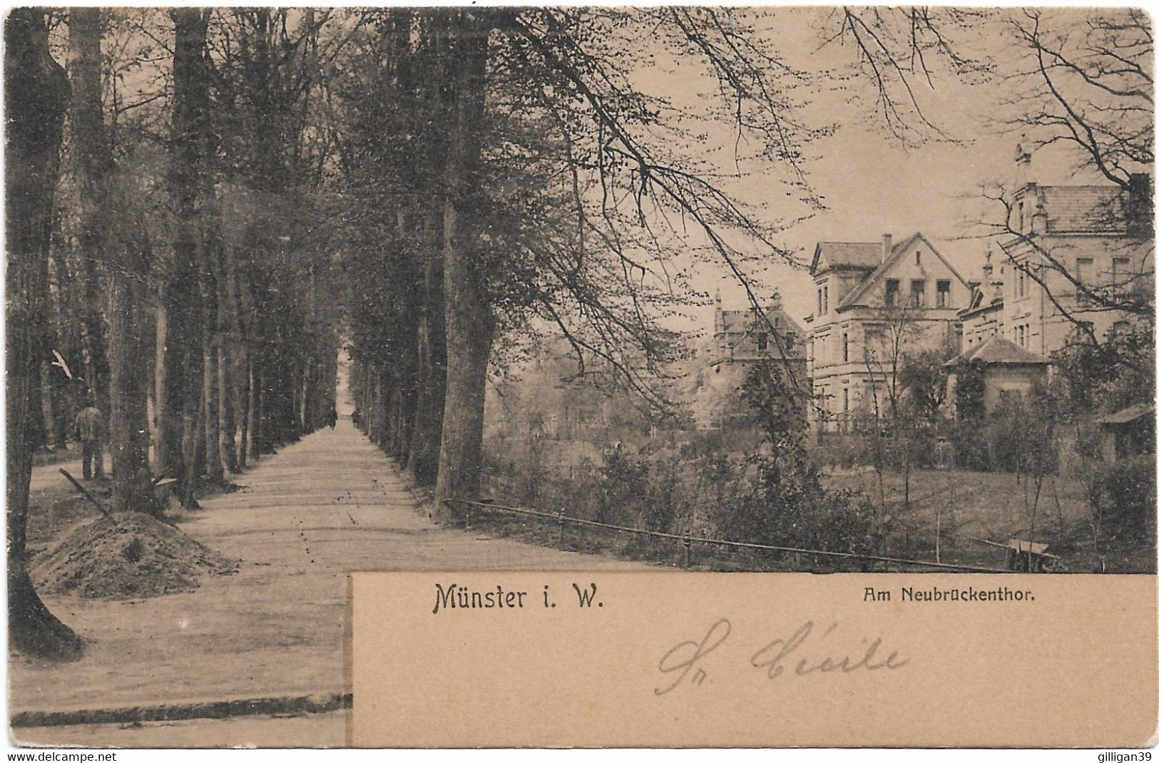 Münster I.W., Am Neubrückenthor, Promenade Und Wohnhäuser, 1903 Gelaufen - Muenster