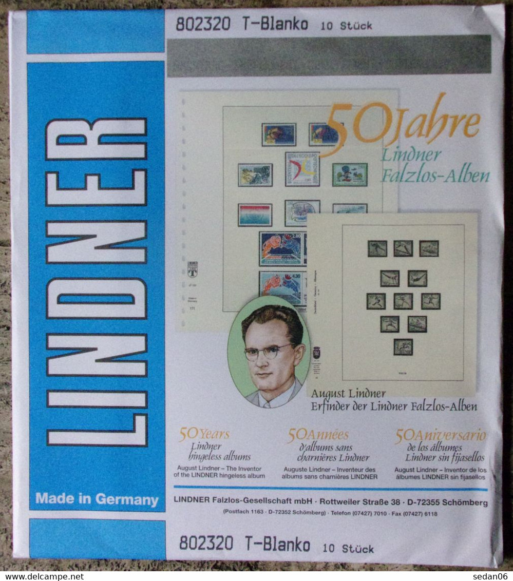 Lindner - Feuilles NEUTRES LINDNER-T REF. 802 320 P (3 Bandes) (paquet De 10) - Für Klemmbinder