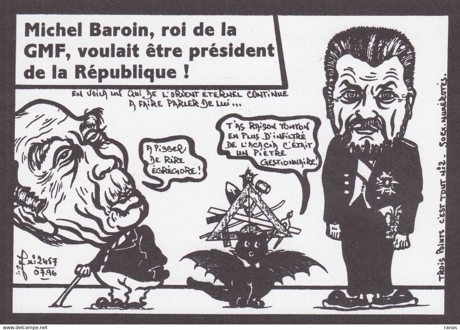 CPM BAROIN Michel Troyes Tirage Signé 50 Exemplaires Numérotés Signés Par JIHEL Maçonnique Mitterrand - Troyes