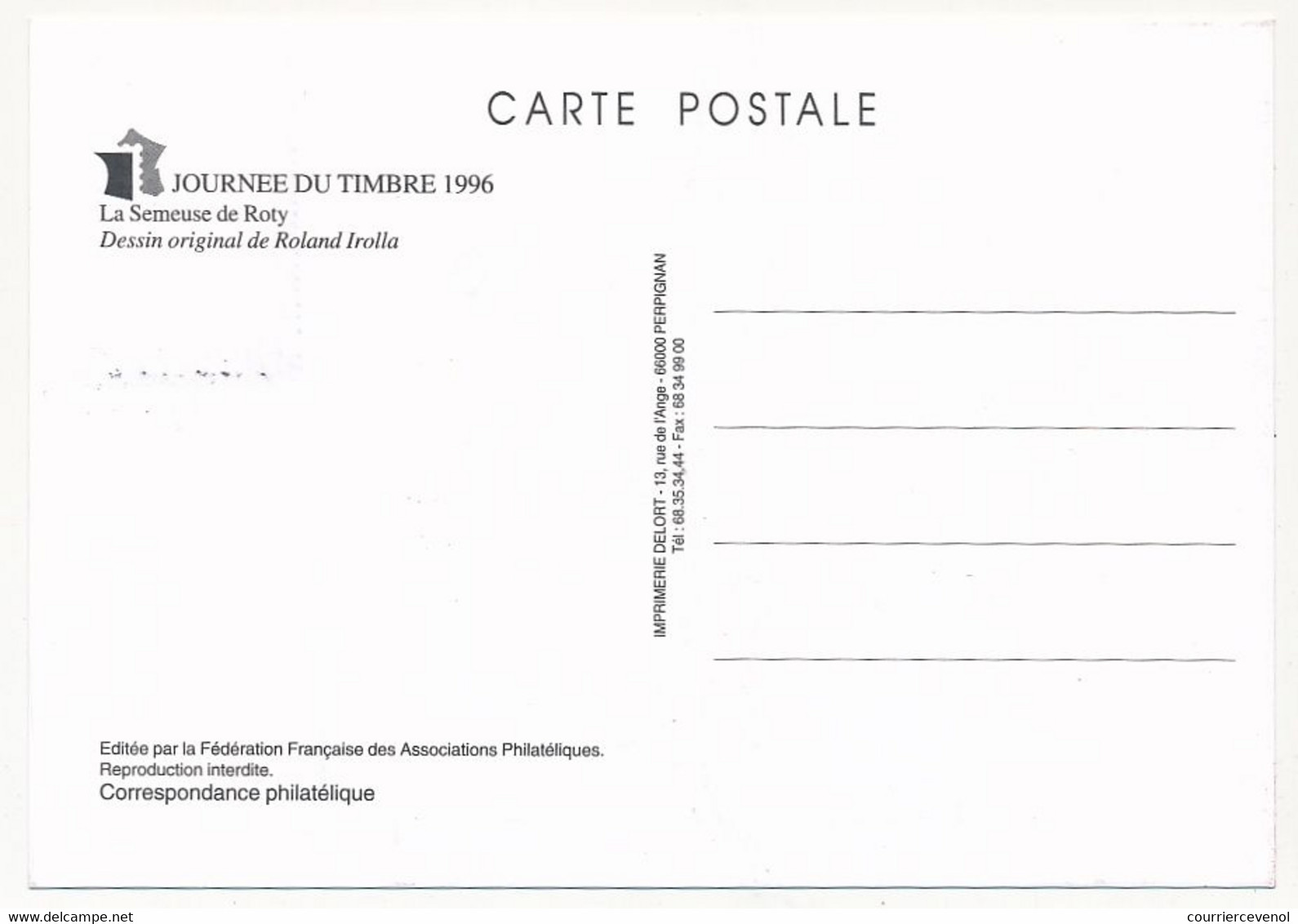 Carte Fédérale - Journée Du Timbre AVIGNON 1996 - La Semeuse - 16/3/1996 - 1990-1999