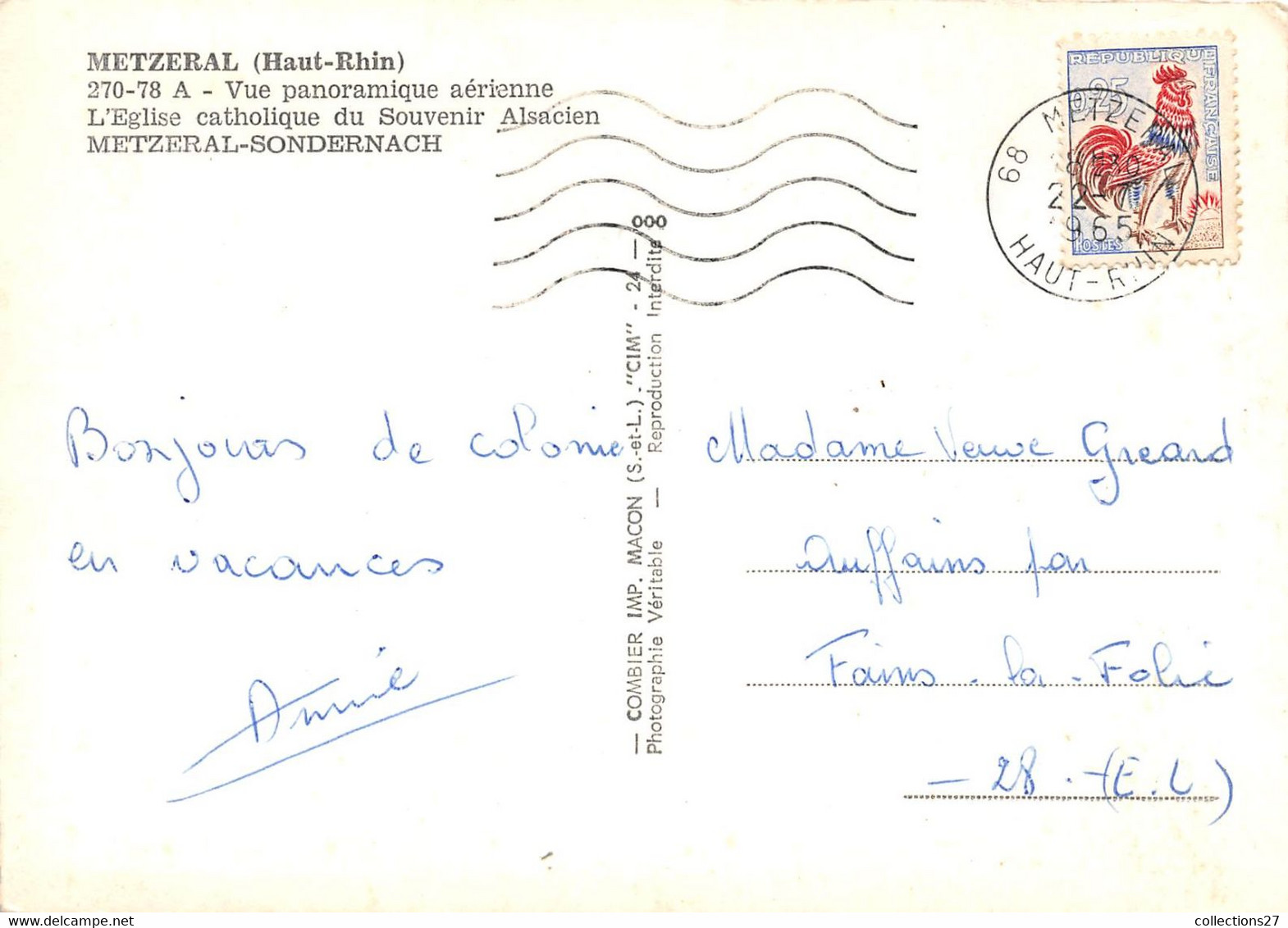 68-METZERAL- VUE PANORAMIQUE AERIENNE L'EGLISE CATHOLIQUE DU SOUVENIR ALSACIEN METZERAL-SONDERNACH - Other & Unclassified