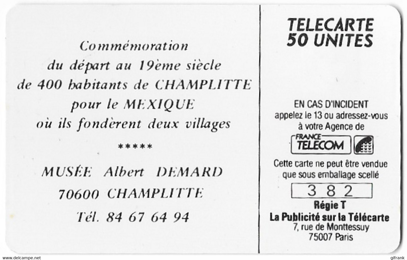 Télécarte 50U - TBE -  Musée DEMARD - 1000 Ex. - Privées