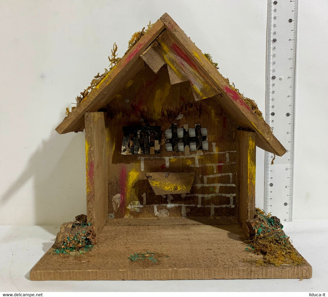 I100371 Presepe - Casetta / Grotta In Legno - 27x16 Cm - Christmas Cribs