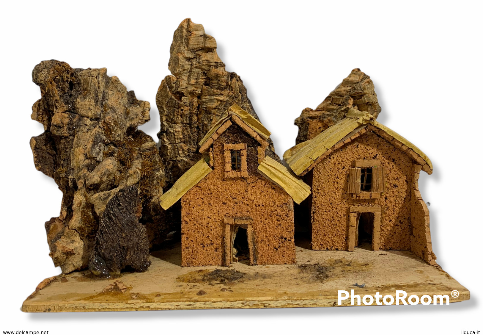 I100374 Presepe - Casette In Legno Sughero E Cartone - 25x15 Cm - Weihnachtskrippen