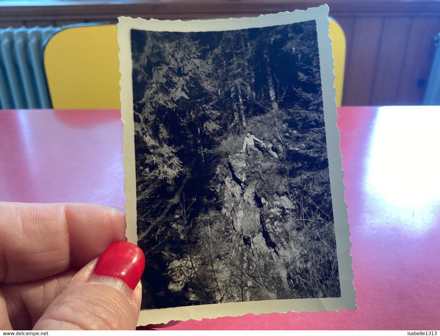 Photo Noir Et Blanc Homme Ou Femme Debout Sur Les Rochers Ou Des Grosses Pierres Dans La Forêt - Anonymous Persons