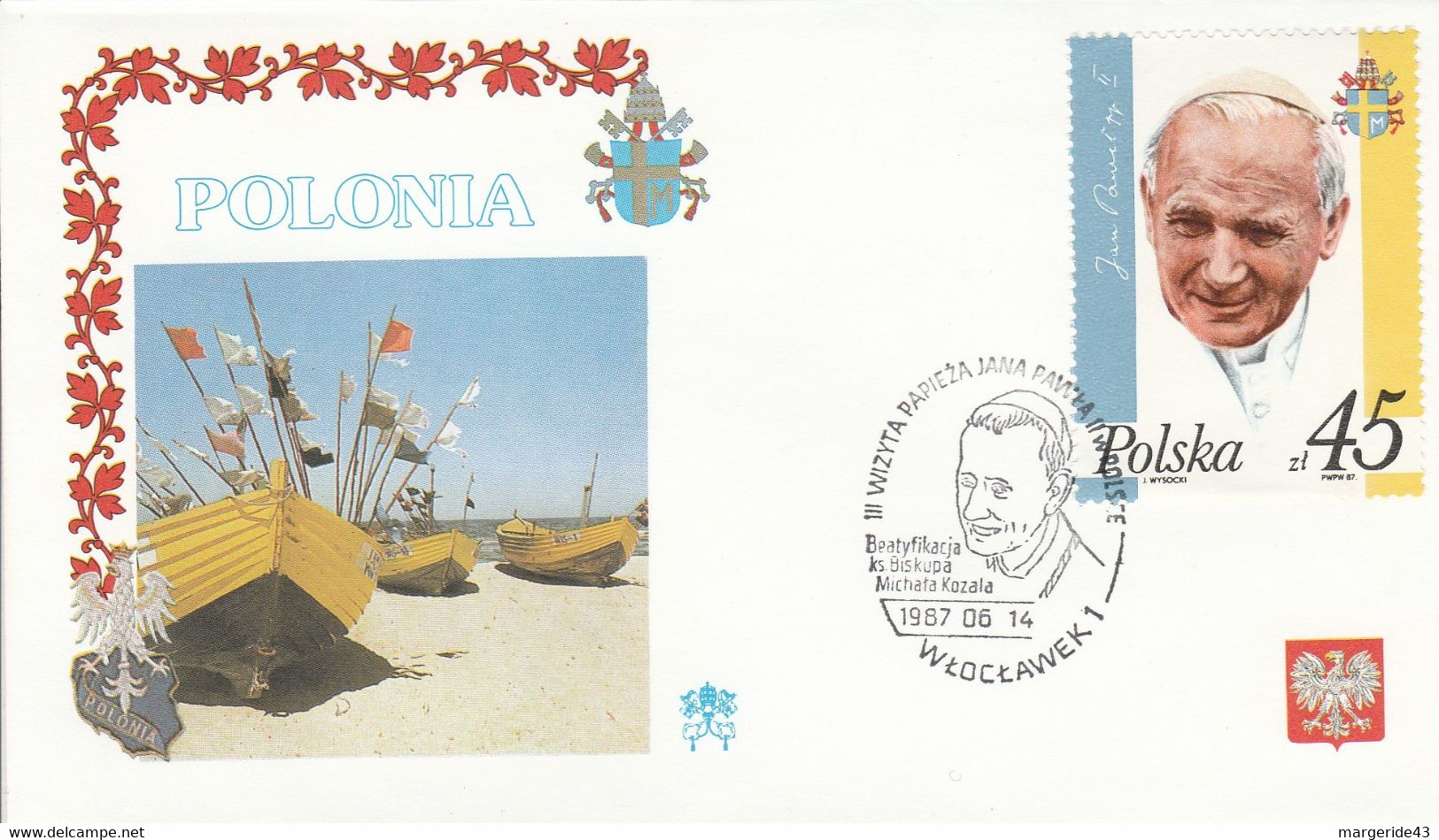 POLOGNE FDC 1987 VISITE PAPE JEAN PAUL A WLOCLAWEK - Franking Machines (EMA)