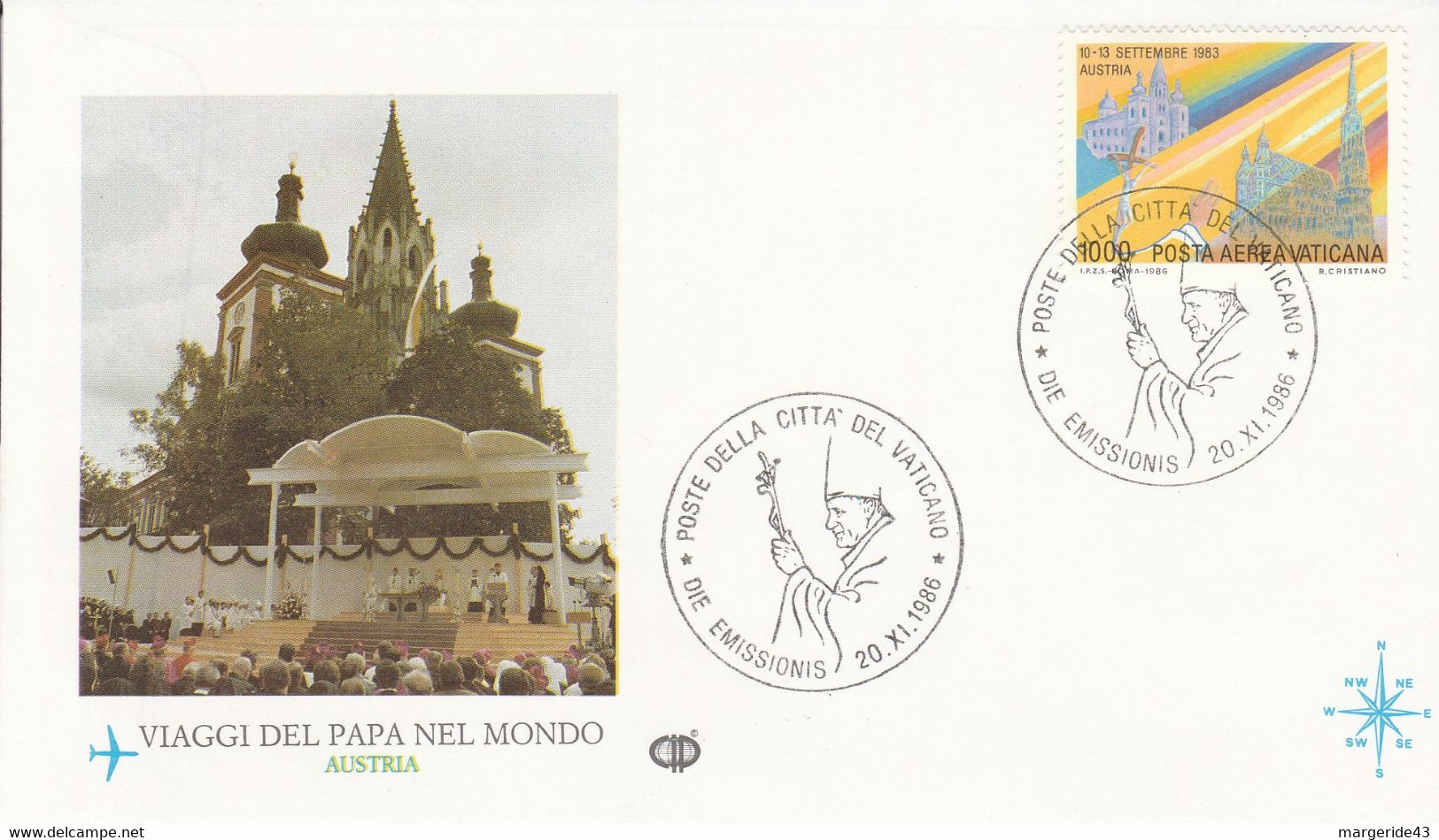 VATICAN 1986 DEPART PAPE JEAN PAUL POUR L'AUTRICHE - Franking Machines (EMA)