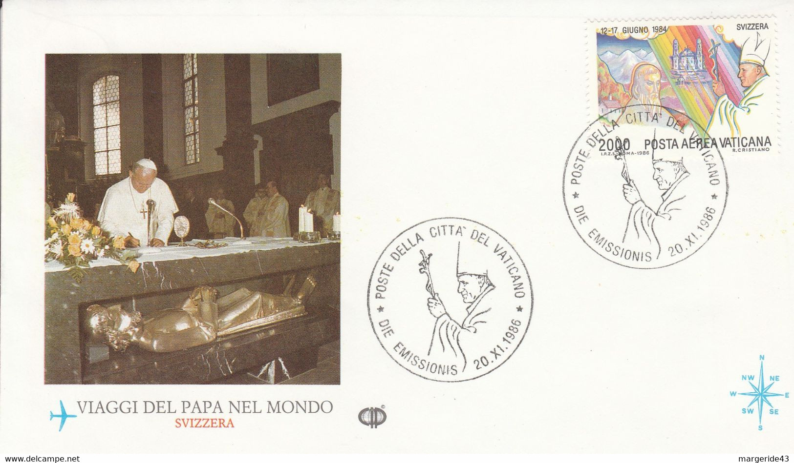 VATICAN 1986 DEPART PAPE JEAN PAUL POUR LA SUISSE - Franking Machines (EMA)