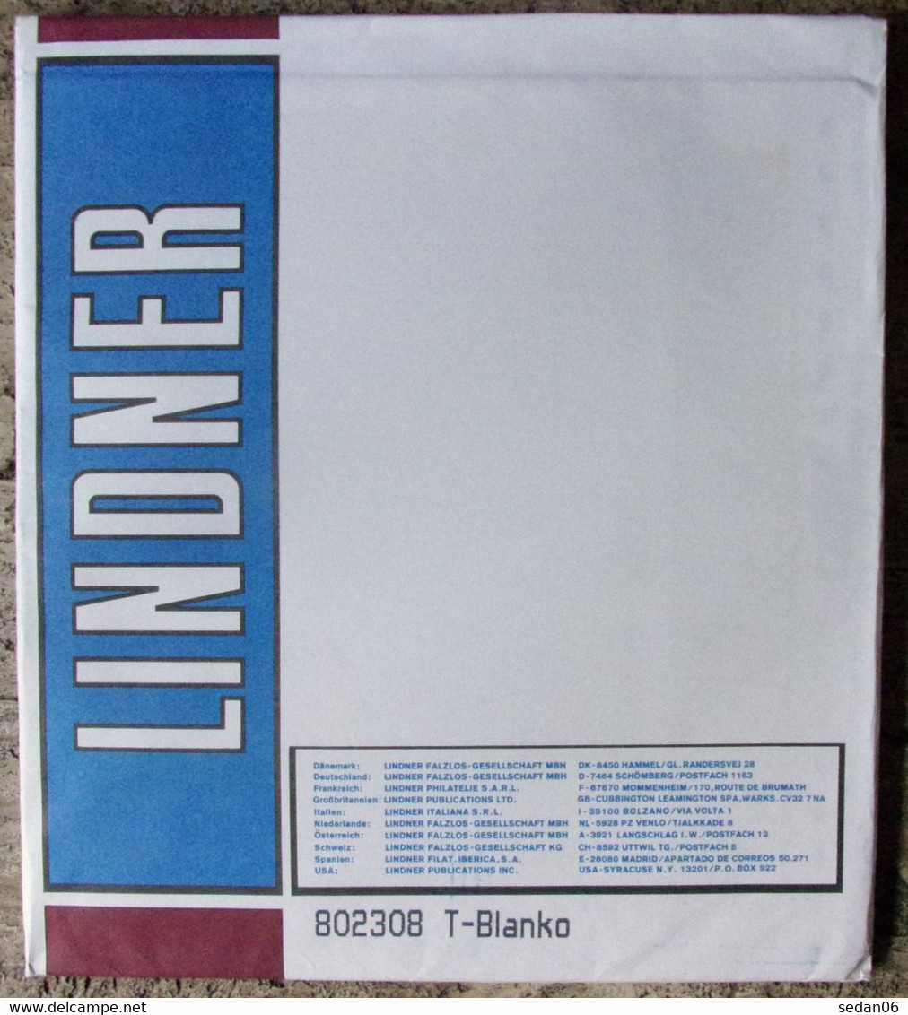 Lindner - Feuilles NEUTRES LINDNER-T REF. 802 308 P (3 Bandes) (paquet De 10) - Für Klemmbinder