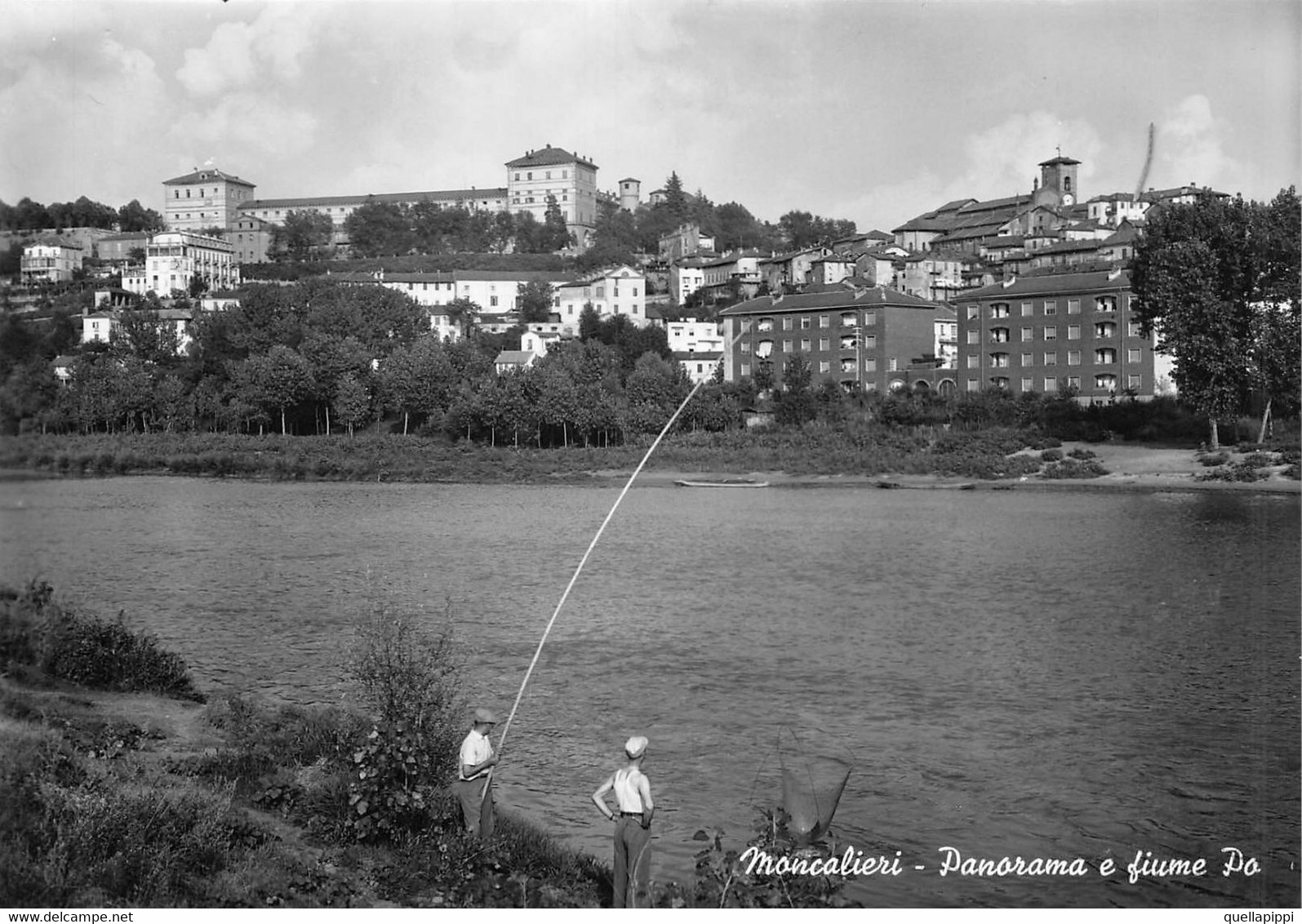 013200 "(TO)  MONCALIERI - PANORAMA E FIUME PO"  ANIMATA, VERA FOTO. CART NON SPED - Moncalieri