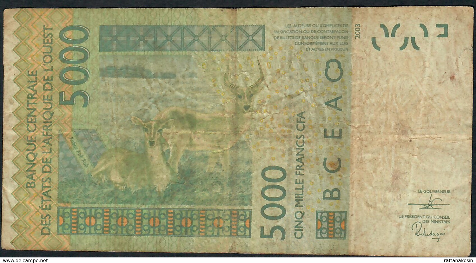 W.A.S. NIGER   P617Hs 5000 Francs (20)19 2019     Fine No P.h. - États D'Afrique De L'Ouest