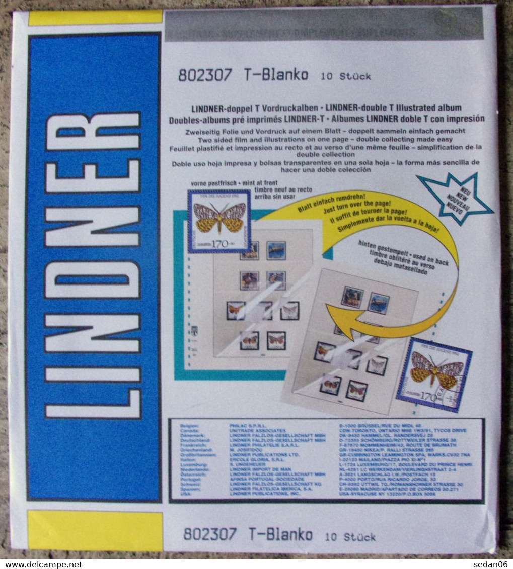 Lindner - Feuilles NEUTRES LINDNER-T REF. 802 307 P (3 Bandes) (paquet De 10) - A Bandes