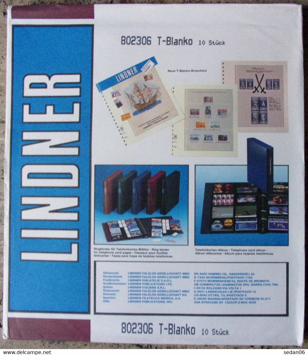 Lindner - Feuilles NEUTRES LINDNER-T REF. 802 306 P (3 Bandes) (paquet De 10) - For Stockbook