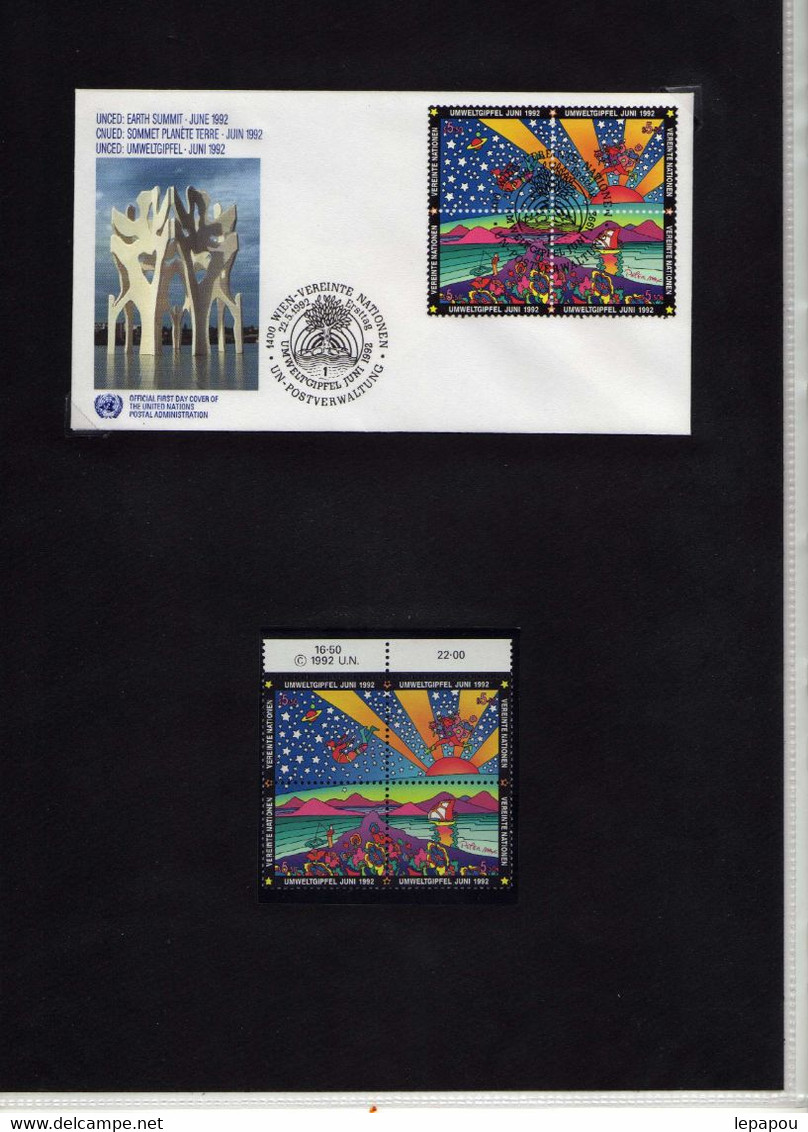 Nations Unies 1992 - Lot De 3 FDC Et Blocs De 4 Timbres "New-York 609/612 - Genève 227/230 - Vienne 141/144" Neuf** MNH - Other & Unclassified