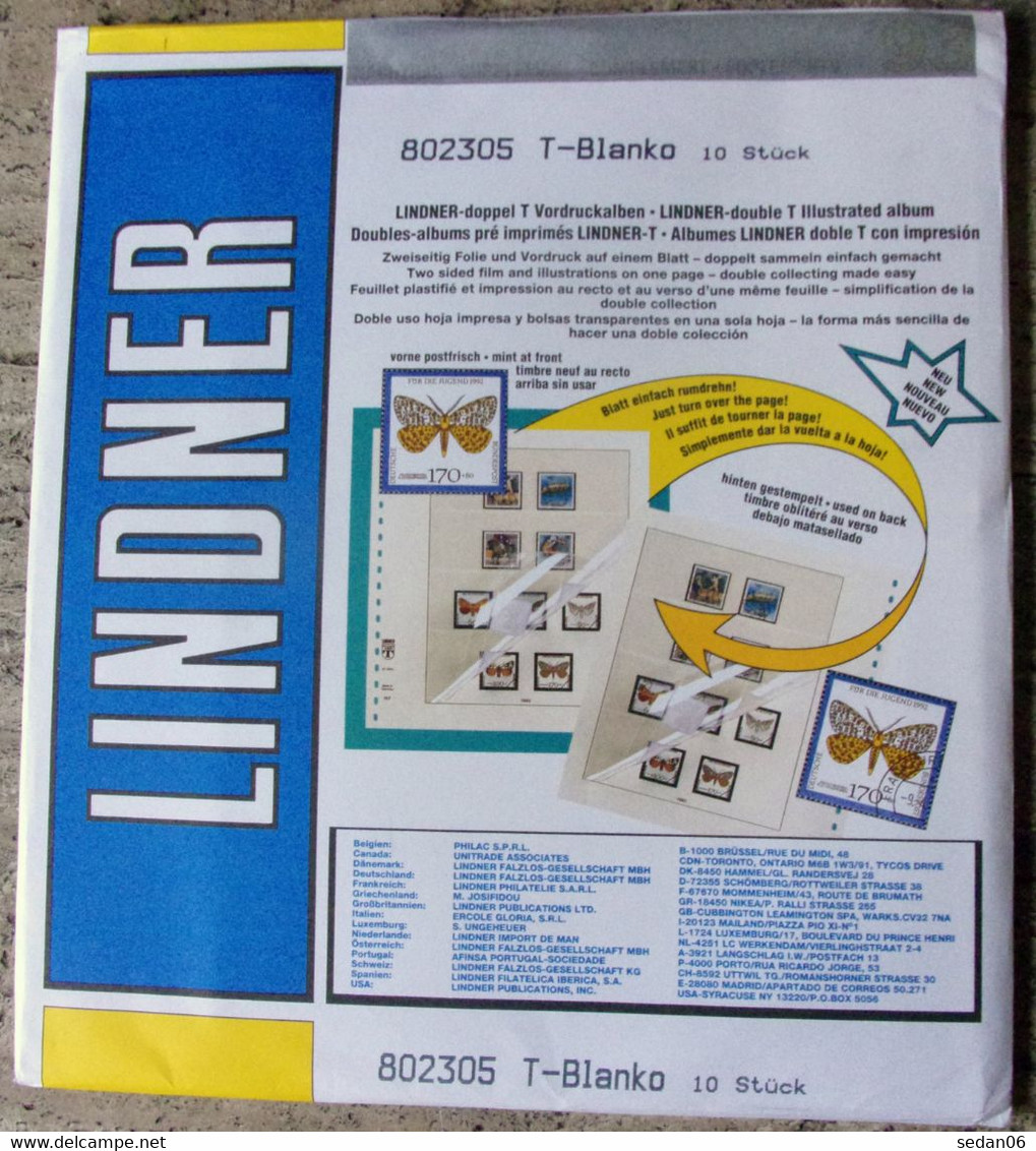 Lindner - Feuilles NEUTRES LINDNER-T REF. 802 305 P (3 Bandes) (paquet De 10) - For Stockbook