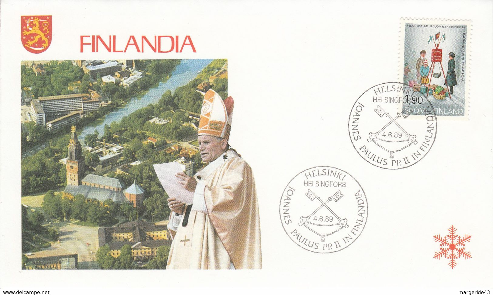 FINLANDE 1989 VISITE  PAPE JEAN PAUL II - Storia Postale