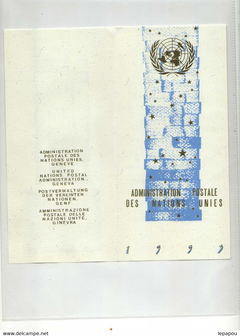 Nations Unies 1992 - Carte De Voeux Office De Genève Avec Bloc De 4 Timbres  (Vienne 141/144) Oblitérée - Used - Covers & Documents