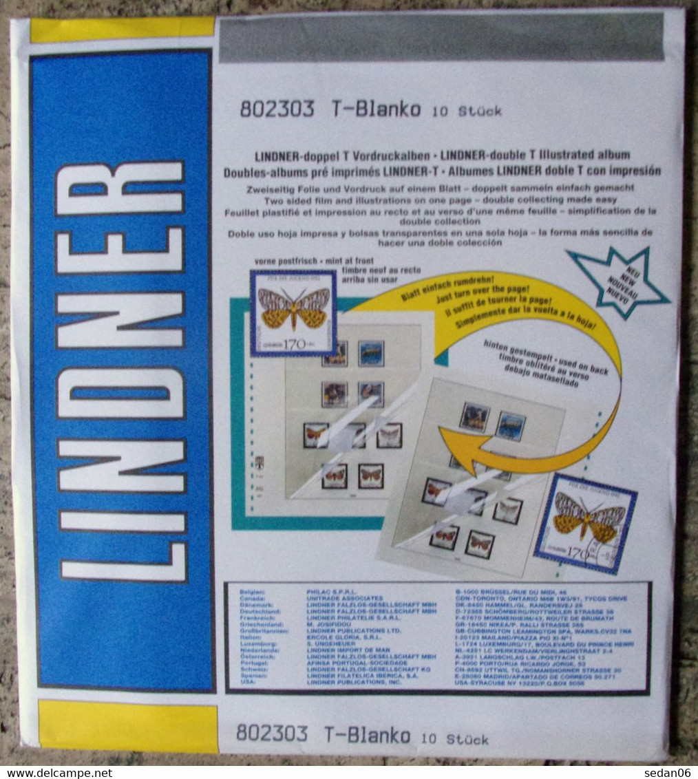Lindner - Feuilles NEUTRES LINDNER-T REF. 802 303 P (3 Bandes) (paquet De 10) - Voor Bandjes