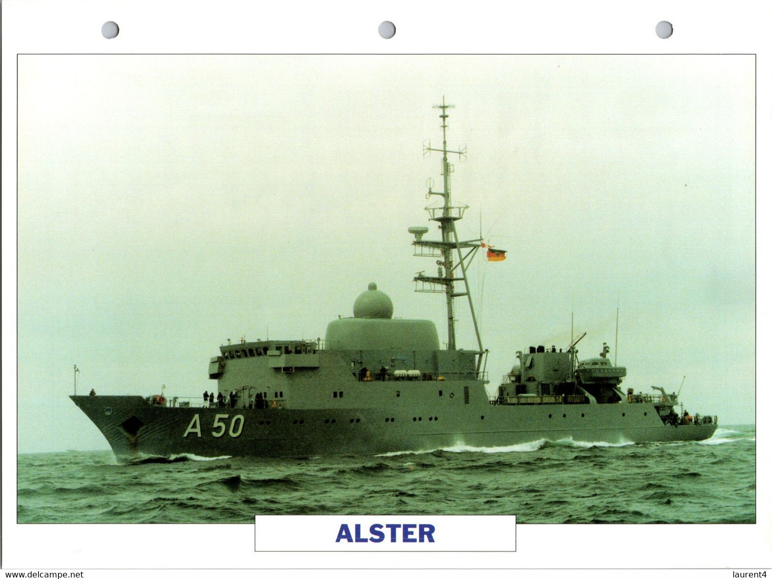 (25 X 19 Cm) (29-9-2021) - V - Photo And Info Sheet On Warship -  Germany Navy - Alster - Boats