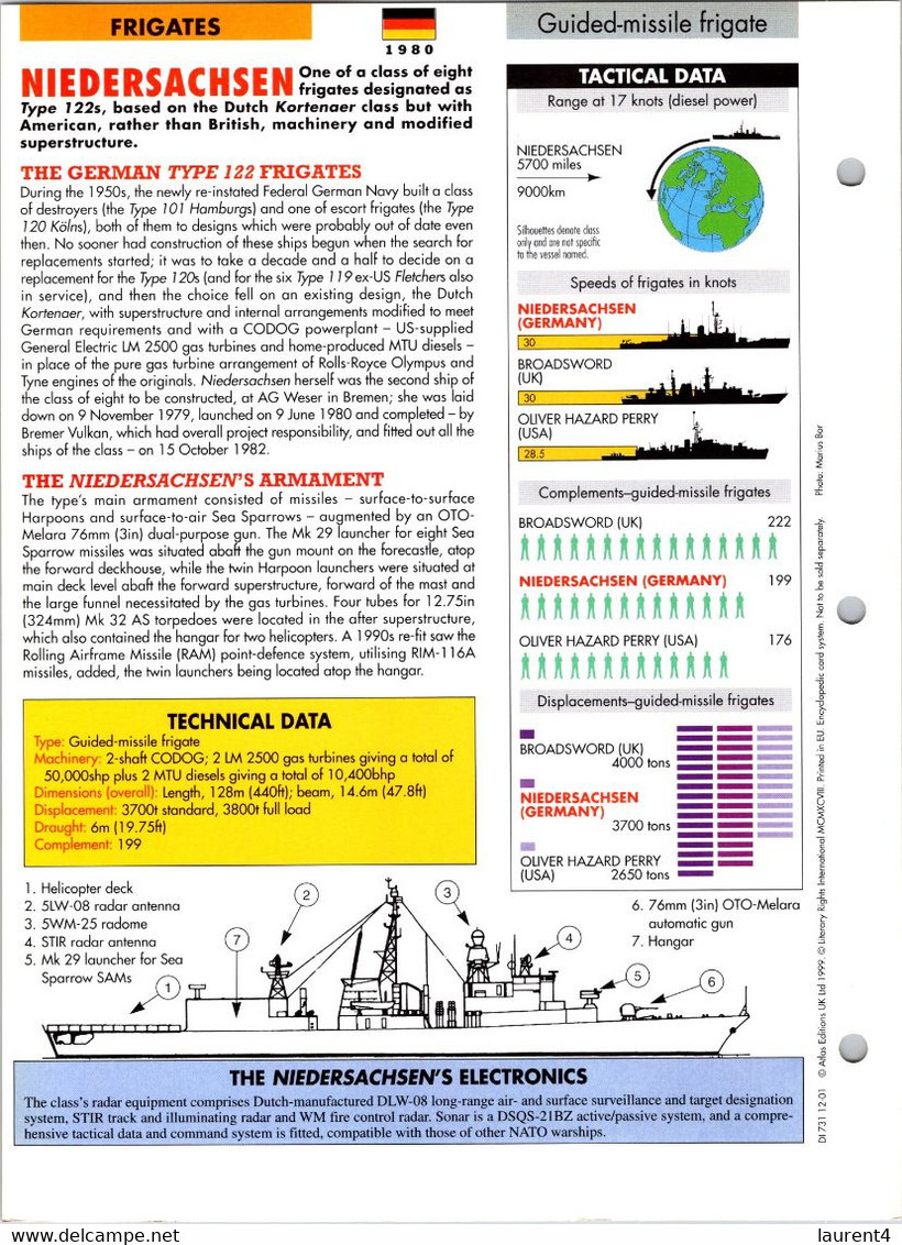 (25 X 19 Cm) (29-9-2021) - V - Photo And Info Sheet On Warship -  Germany Navy - Niedersachsen - Schiffe
