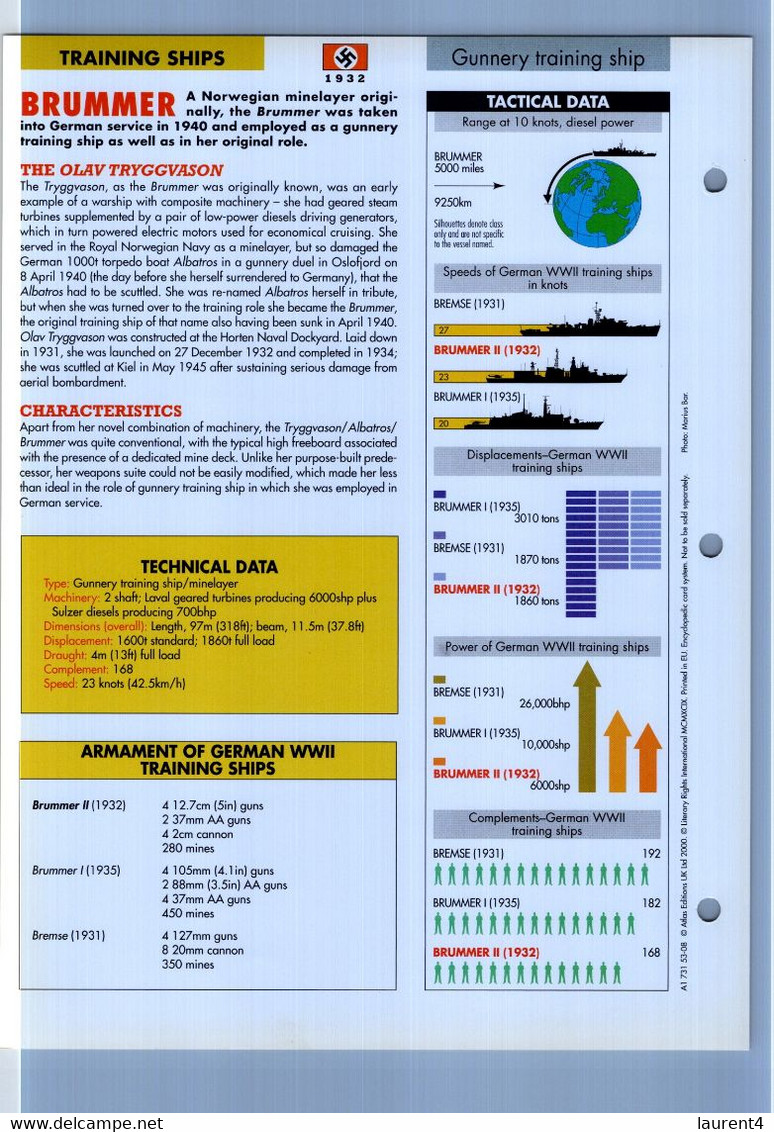 (25 X 19 Cm) (29-9-2021) - V - Photo And Info Sheet On Warship -  NAZI Germany Navy - Brummer - Bateaux
