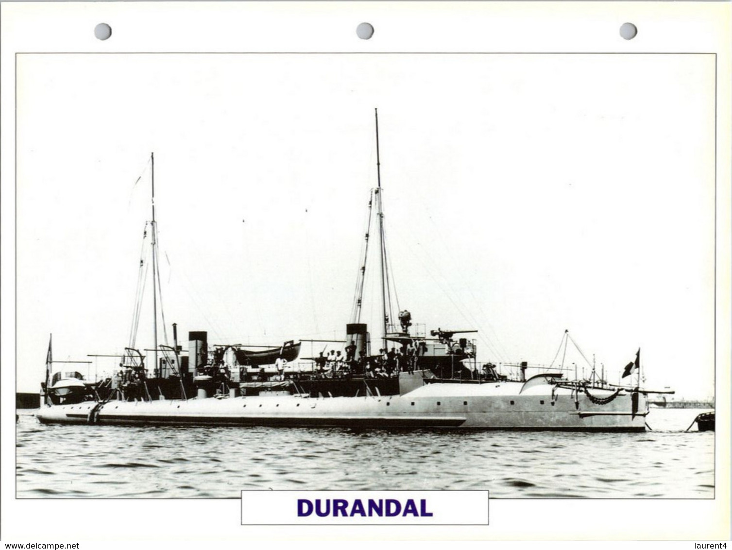 (25 X 19 Cm) (29-9-2021) - V - Photo And Info Sheet On Warship -  France Navy - Durandal - Bateaux