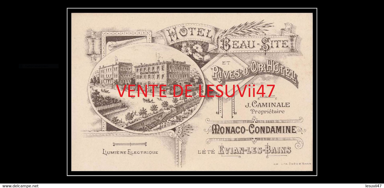 MONACO-CONDAMINE  " HÔTEL DU BEAU-SITE, J. CAMINALE PROPRIETAIRE . - La Condamine