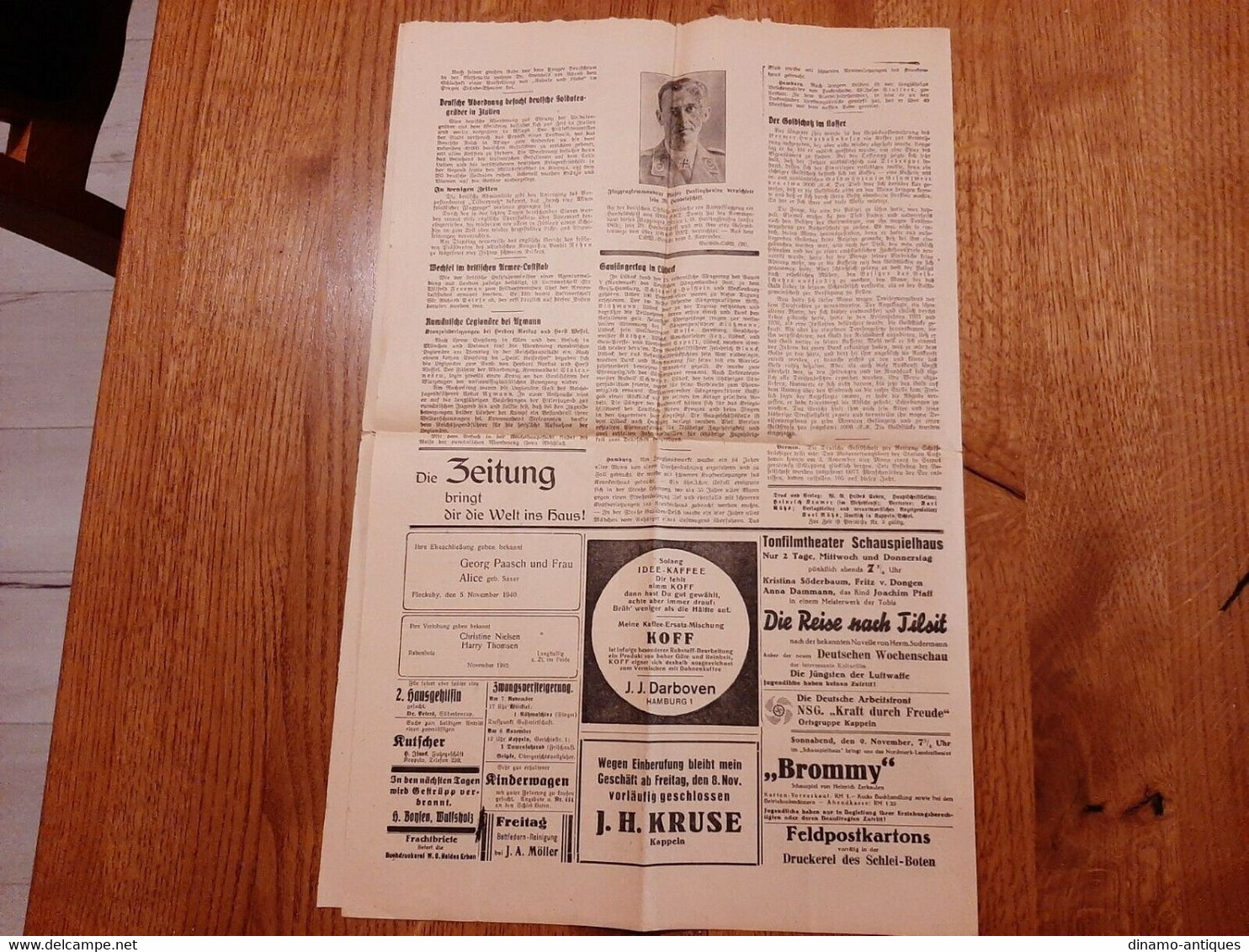 1940 Zeitung Angelner Landpost Schlei Bote 6. November 1940 Kappeln - Deutsch