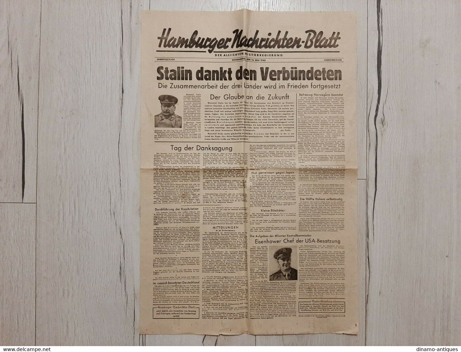 1945 Hamburger Nachrichten Blatt Der Alliierten Militarregierung 12. Mai 1945 - Alemán