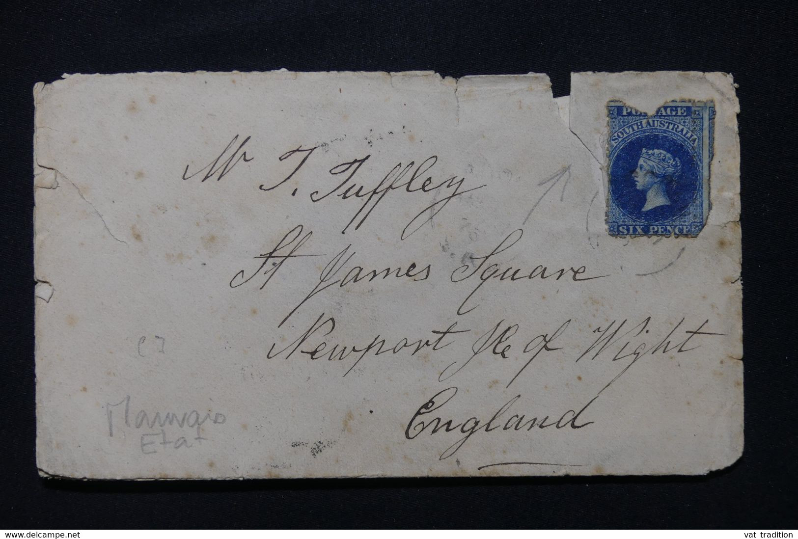 AUSTRALIE - Enveloppe ( Mauvais état ) Pour Newport ( Île De Wight )  En 1876 - L 107297 - Lettres & Documents