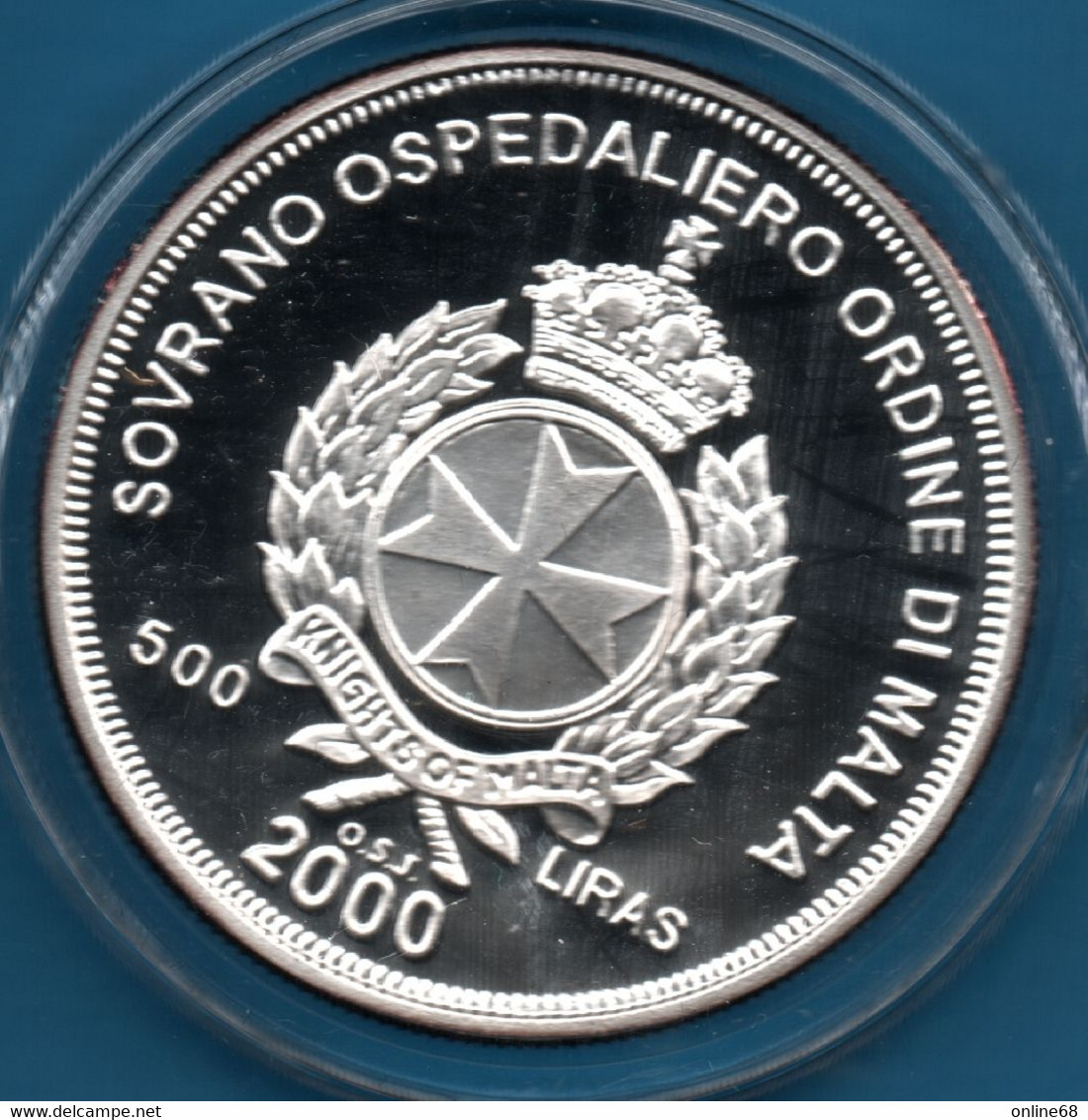 ORDINE DI MALTA 500 LIRAS 2000 KM# X# 304  Argent 999‰ Silver  PROOF THE GREAT SIEGE - Malta (La Orden De)