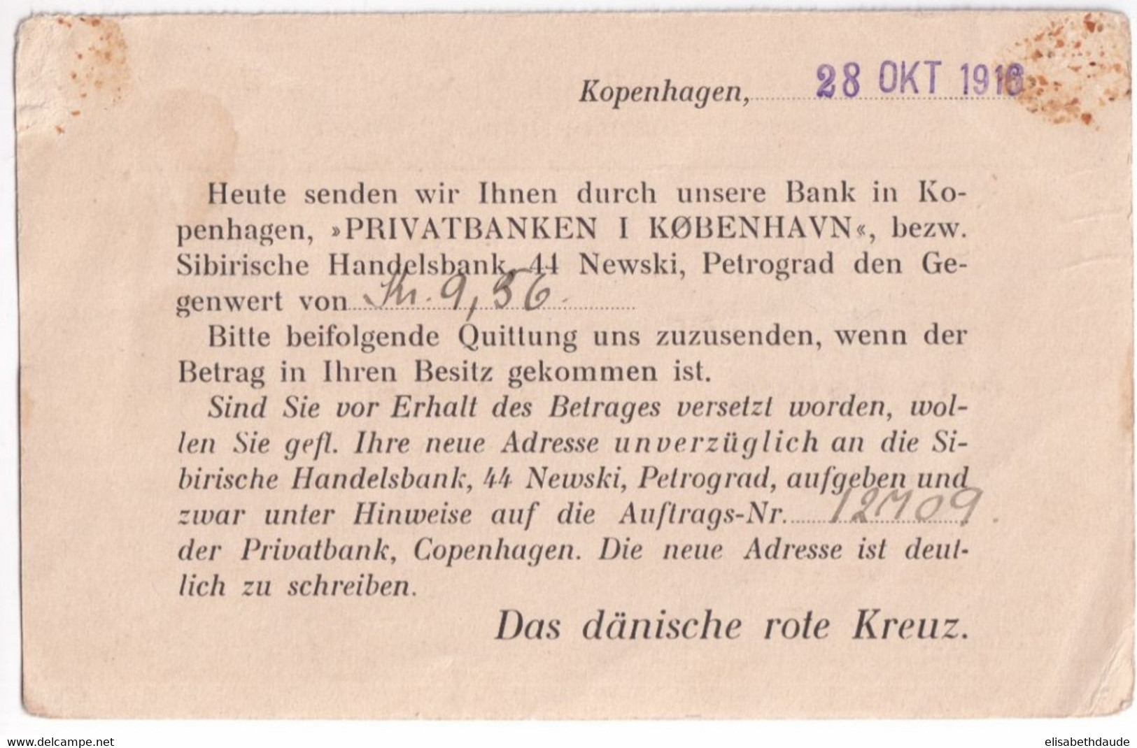 1916 - PRISONNIER De GUERRE ALLEMAND En RUSSIE - CARTE CROIX-ROUGE DANOISE => CAMP De DONSKOJE Près BOUGOULMA (SAMARA) - Croix Rouge