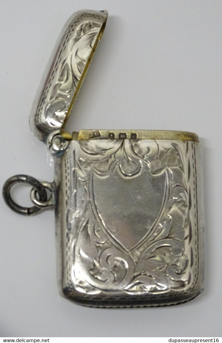 ANCIEN PYROGENE PORTE ALLUMETTES ARGENT Poinçons Anglais VITRINE COLLECTION Objet Du Fumeur - Zündholzhalter