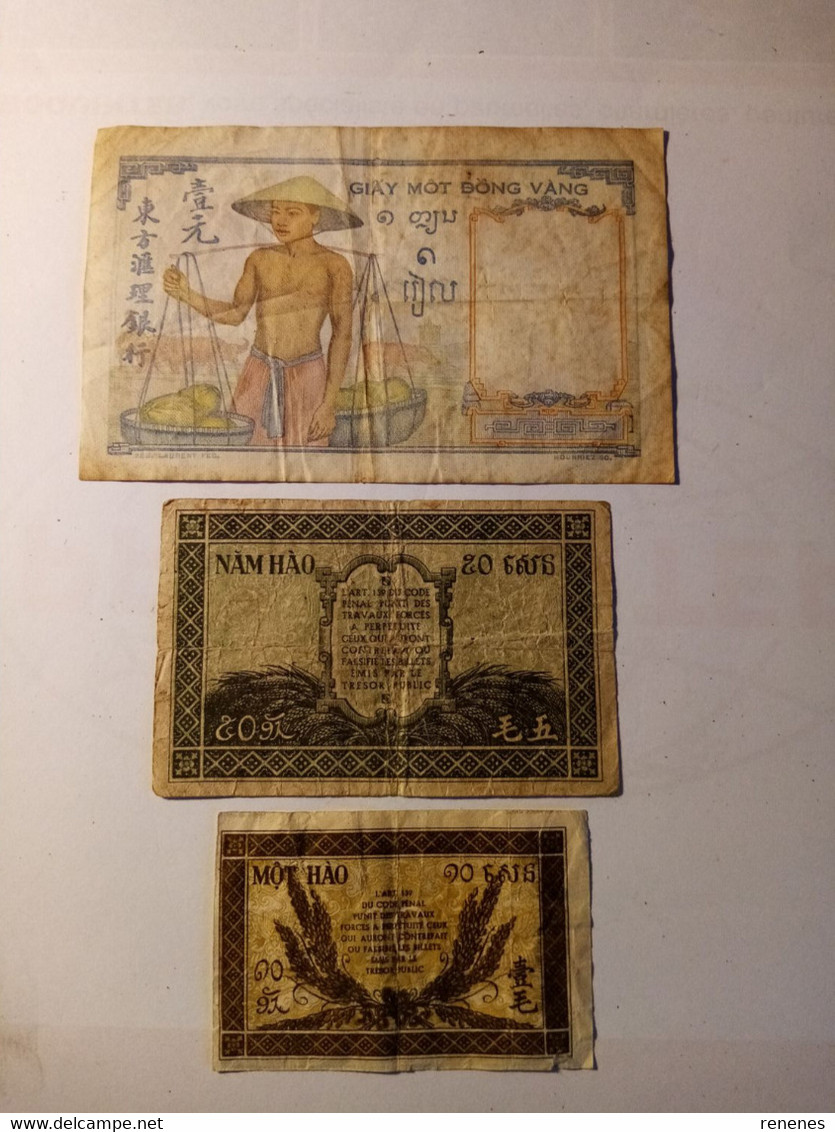 Lot De 3 Billets D'Indochine - Indocina